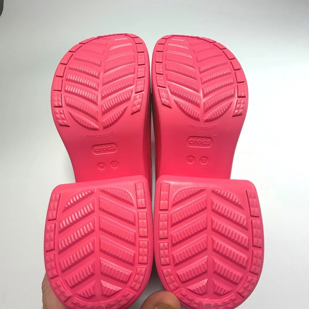 New Crocs Pink Platform Clogs Chunky Heel Mule‎ Women's Mens 13/Womens 15